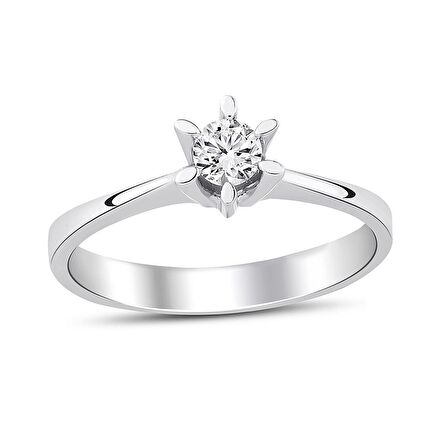 0.25 Karat Pırlanta Tektaş Yüzük - H I VS - Badem 6 Tırnak